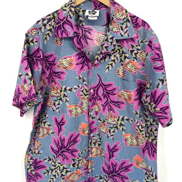 Hilo Hattie Vintage 70s Tropical Underwater Plants Fish Button Up Shirt Size 2XL - Picture 1 of 8